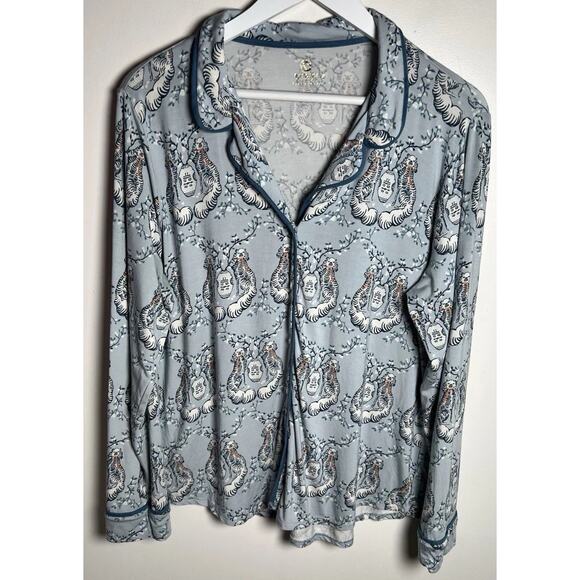 Spartina 449 Womens Large Modal Stretch Staffordshire Dogs Pajama Top - Picture 2 of 9